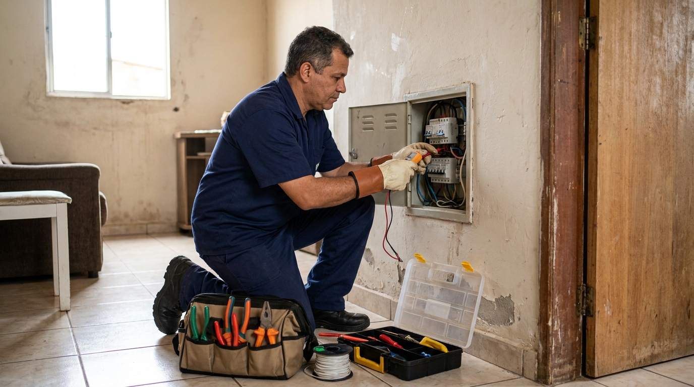 Eletricista com ferramentas em Niterói‑RJ