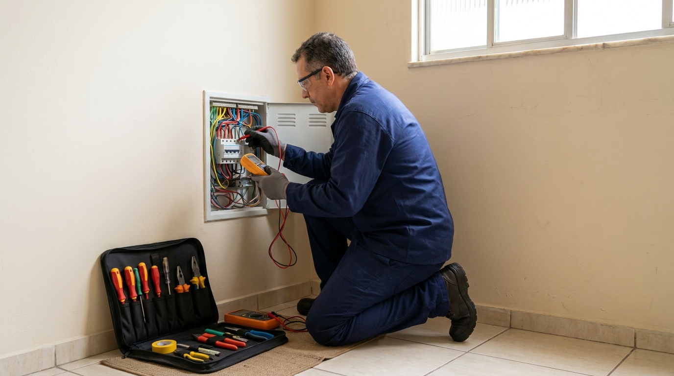 Eletricista atendendo em residência em Niterói‑RJ