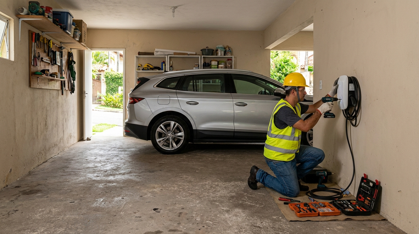 Instalacao de carregador de carro eletrico residencial em Niterói‑RJ