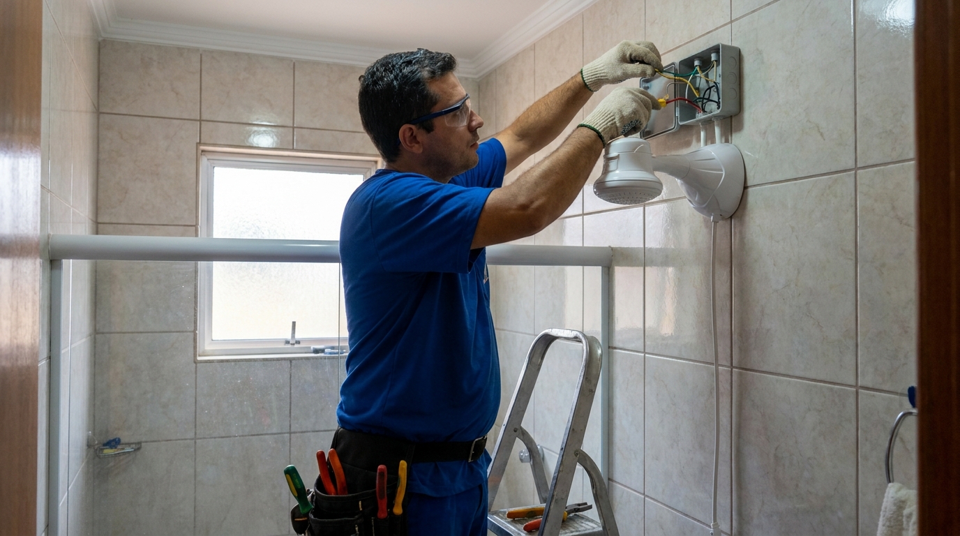 Instalacao de chuveiro eletrico profissional em Niterói‑RJ