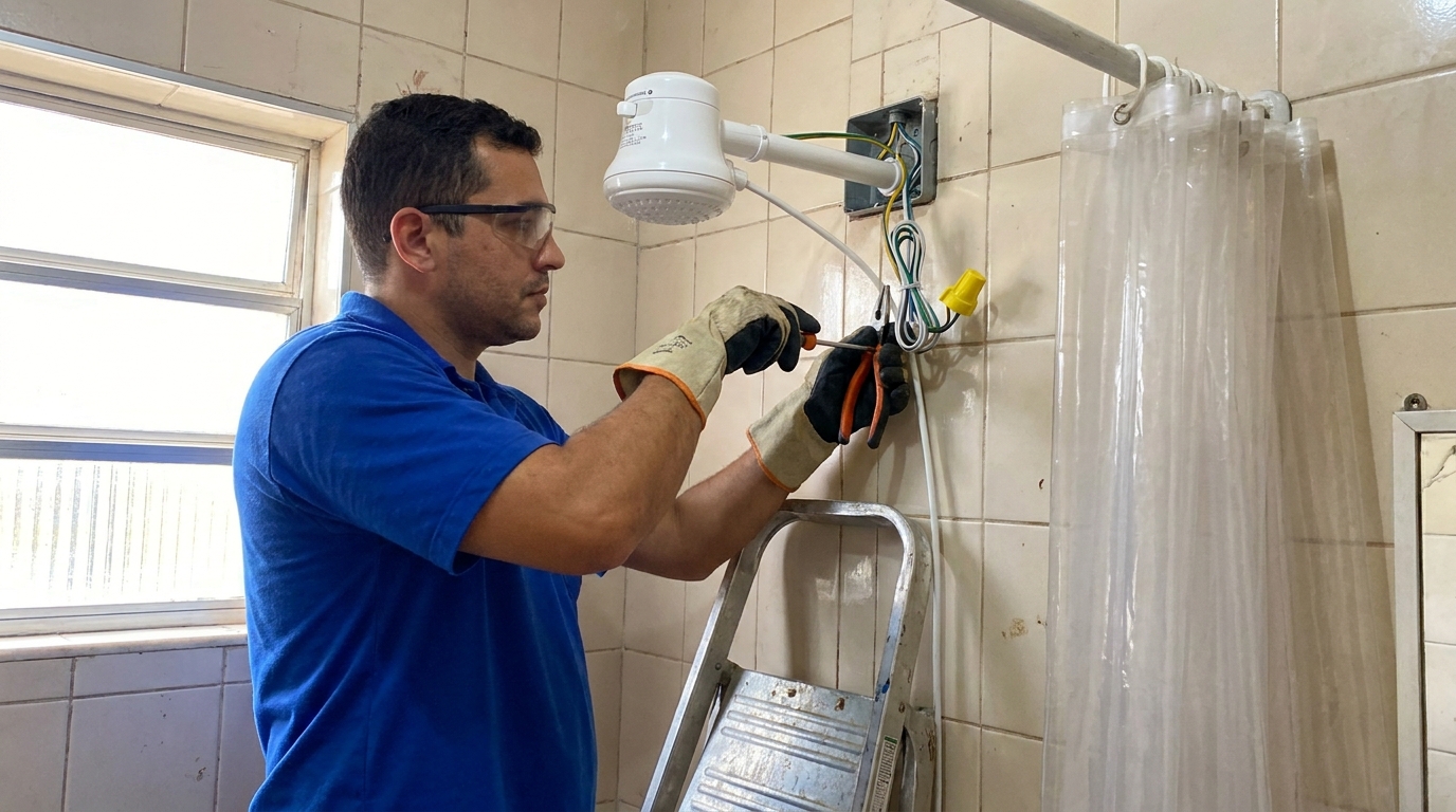 Instalacao de chuveiro eletrico residencial em Niterói‑RJ