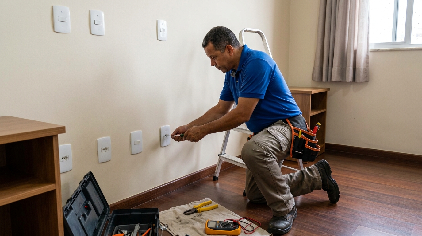 Instalacao de tomada e interruptor residencial em Niterói‑RJ