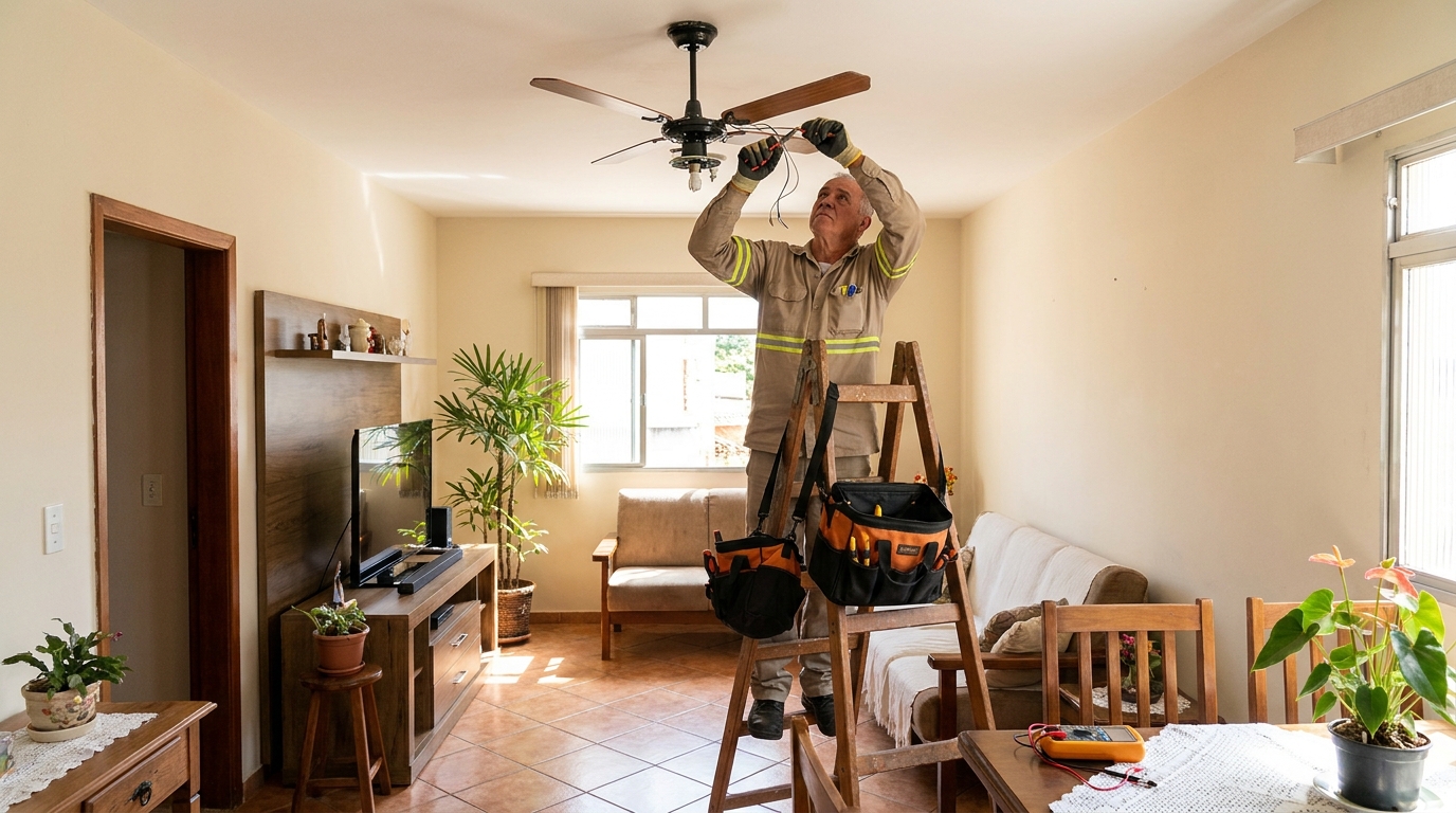 Montagem de ventilador de teto em Niterói‑RJ